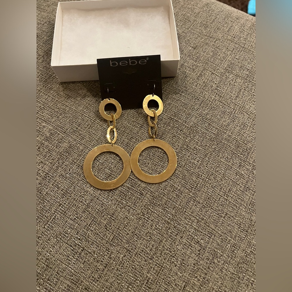 Gold hoop Bebe earrings new with tags